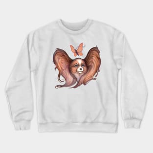 Papillon: dog and butterfly Crewneck Sweatshirt